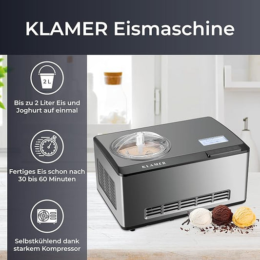KLAMER 2-in-1 Eismaschine/Joghurtbereiter