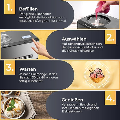 KLAMER 2-in-1 Eismaschine/Joghurtbereiter