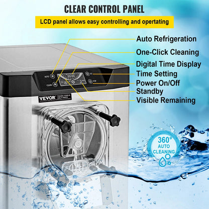 VEVOR Kommerzielle Harte Eismaschine 3,5-4,4 UK Gallonen/H Edelstahl Eisbereiter