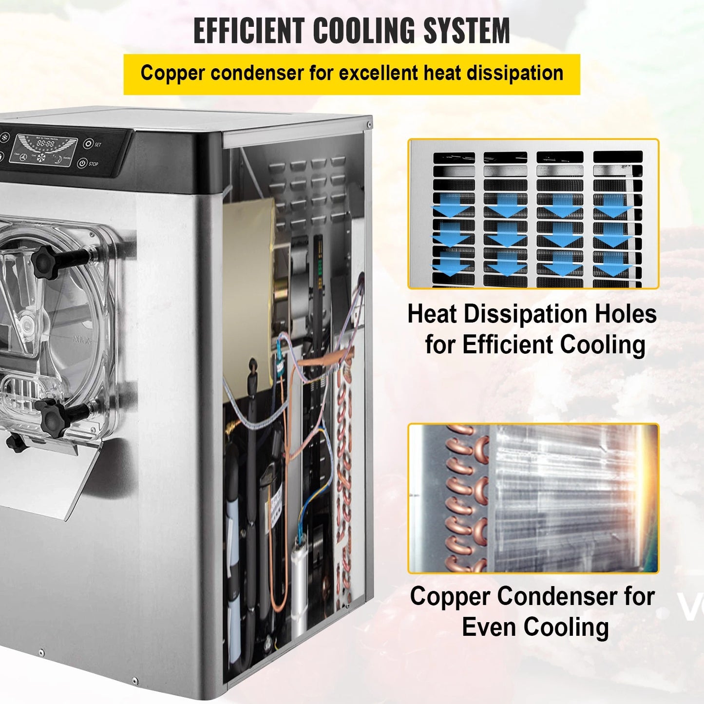 VEVOR Kommerzielle Harte Eismaschine 3,5-4,4 UK Gallonen/H Edelstahl Eisbereiter