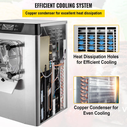 VEVOR Kommerzielle Harte Eismaschine 3,5-4,4 UK Gallonen/H Edelstahl Eisbereiter