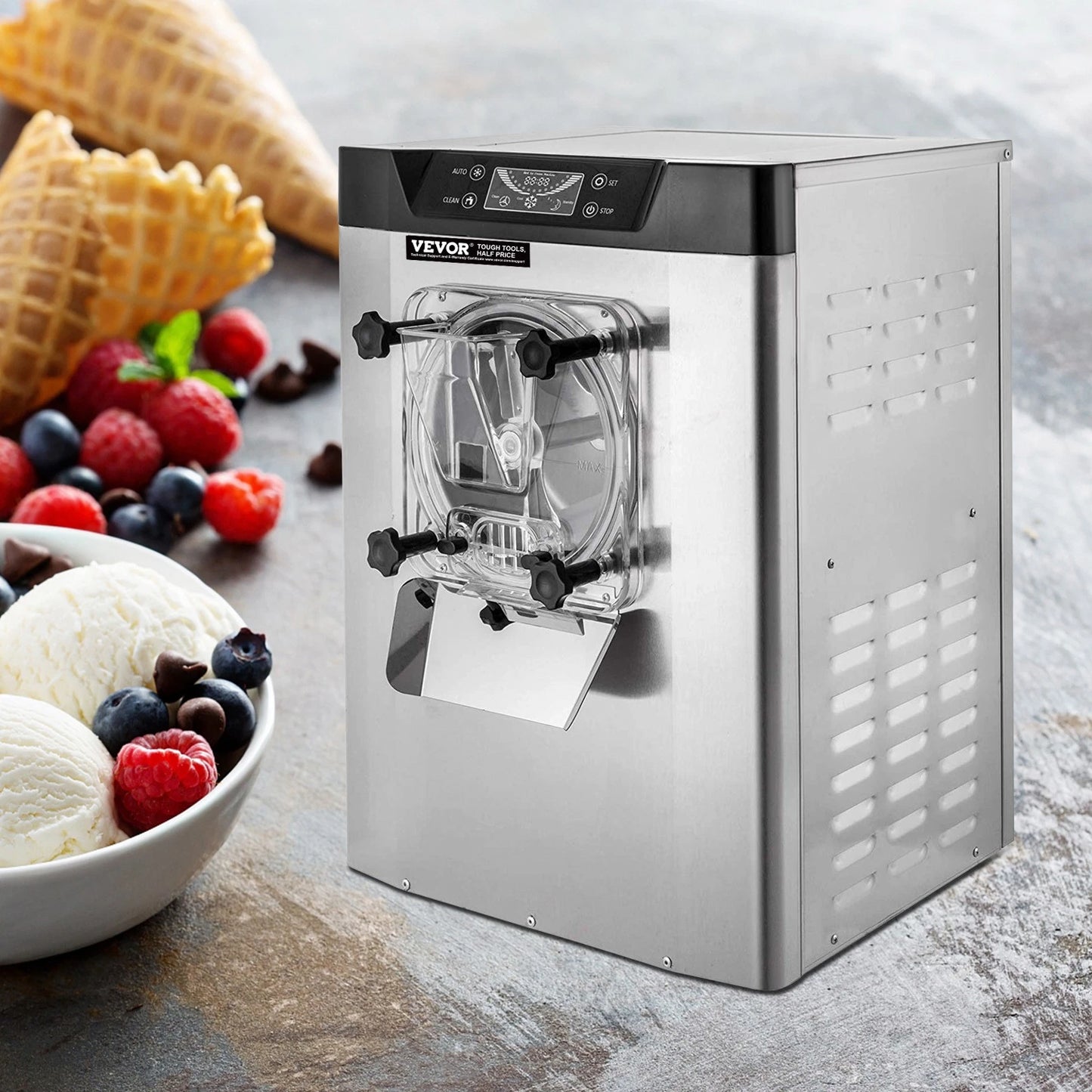 VEVOR Kommerzielle Harte Eismaschine 3,5-4,4 UK Gallonen/H Edelstahl Eisbereiter