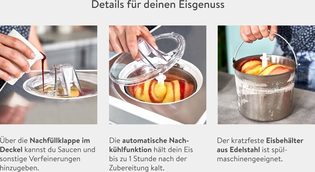 Springlane Elisa 2-in-1 Eismaschine und Joghurtbereiter silber