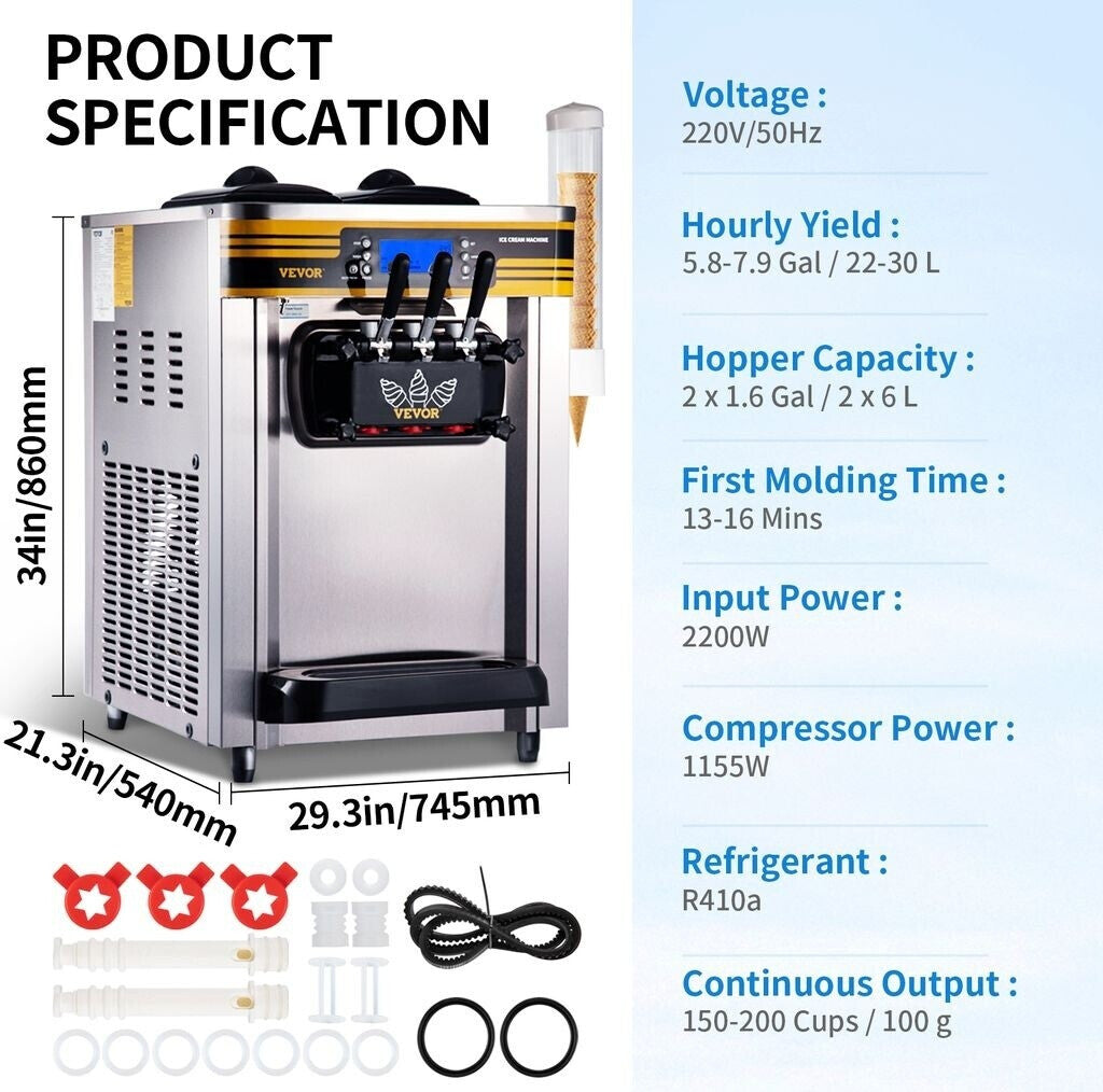 VEVOR Commercial Ice Cream Maker 2200W